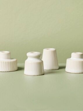 4pc Mini Ceramic Taper Candle Holders Sour Cream - Hearth & Hand ™ with Magnolia